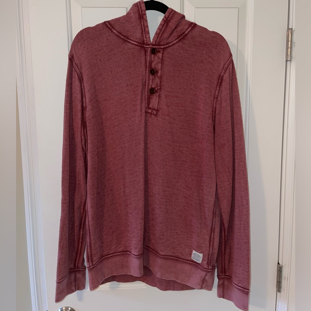 Lucky Brand Red Henley Hoodie Large
